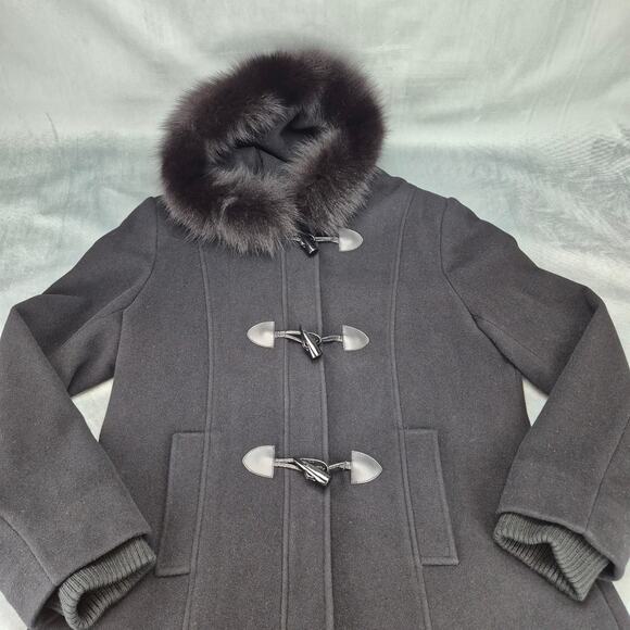 Pendleton Merino Wool Blend Hooded Fox Fur Trim Toggle Coat Parka Women's 16 - Picture 13 of 14